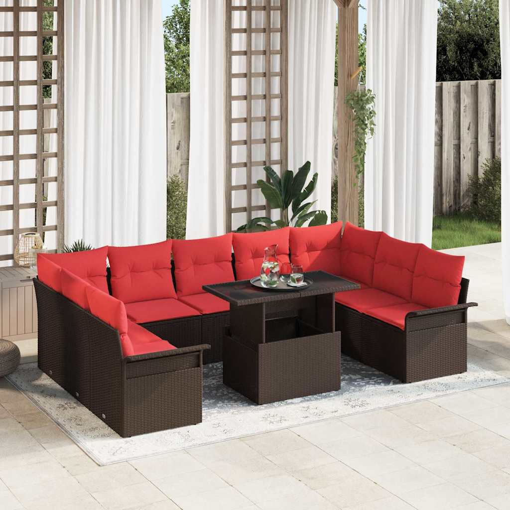 Conjunto de sofá de jardín 10 pcs Gris Rattan de Poliéster