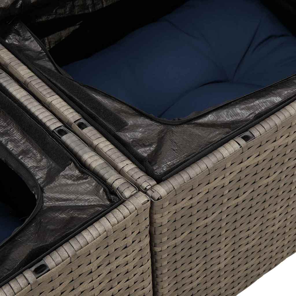 Conjunto de sofá de jardín 10 pcs Gris Rattan de Poliéster