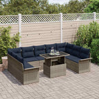 Conjunto de sofá de jardín 10 pcs Gris Rattan de Poliéster