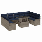 Conjunto de sofá de jardín 10 pcs Gris Rattan de Poliéster