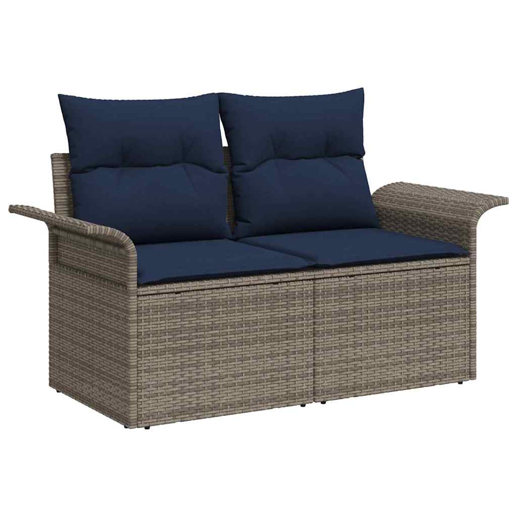 Conjunto de sofá de jardín 10 pcs Gris Rattan de Poliéster