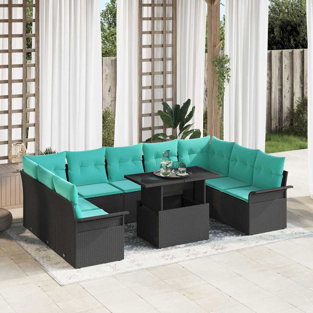 Conjunto de sofá de jardín 10 pcs Gris Rattan de Poliéster