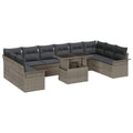 Conjunto de sofá de jardín 11 pcs Gris Rattan de Poliéster