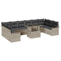 Conjunto de sofá de jardín con cojín Manual 11 pcs Gris Claro