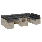 Conjunto de sofá de jardín con cojín Manual 11 pcs Gris Claro