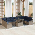 Conjunto de sofá de jardín 11 pcs Gris Rattan de Poliéster