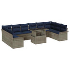 Conjunto de sofá de jardín 11 pcs Gris Rattan de Poliéster