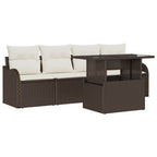 Conjunto de sofá de jardín 5 pcs Marrón Rattan de Poliéster