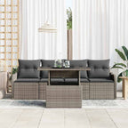 Conjunto de sofá de jardín 5 pcs Gris Rattan de Poliéster