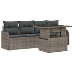 Conjunto de sofá de jardín 5 pcs Gris Rattan de Poliéster
