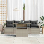 Conjunto de sofá de jardín 5 pcs Gris claro Rattan de Poliéster