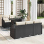 Conjunto de sofá de jardim 6 peças Rattan Bege Poliéster