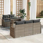 Conjunto de sofá de jardim 6 peças Rattan Bege Poliéster