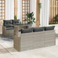 Conjunto de sofá de jardim 6 peças Rattan Bege Poliéster