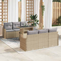 Conjunto de sofá de jardín 7 pcs Beige Rattan de Poliéster
