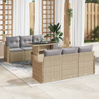 Conjunto de sofá de jardín 7 pcs Beige Rattan de Poliéster