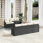 Conjunto de sofá de jardín 8 pcs Negro Rattan de Poliéster