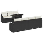 Conjunto de sofá de jardín 8 pcs Negro Rattan de Poliéster