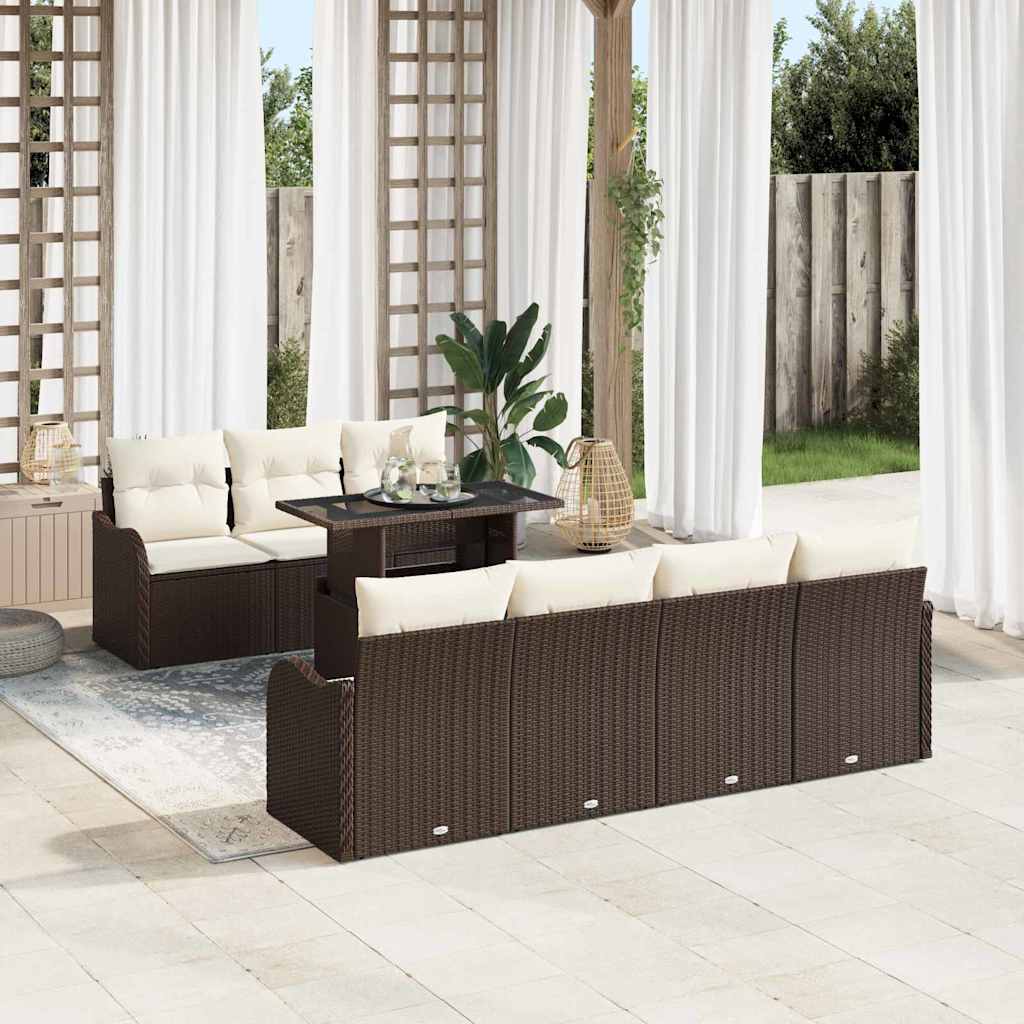 Conjunto de sofá de jardín 8 pcs Gris Rattan de Poliéster