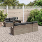 Conjunto de sofá de jardín 8 pcs Gris Rattan de Poliéster