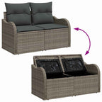 Conjunto de sofá de jardín 8 pcs Gris Rattan de Poliéster