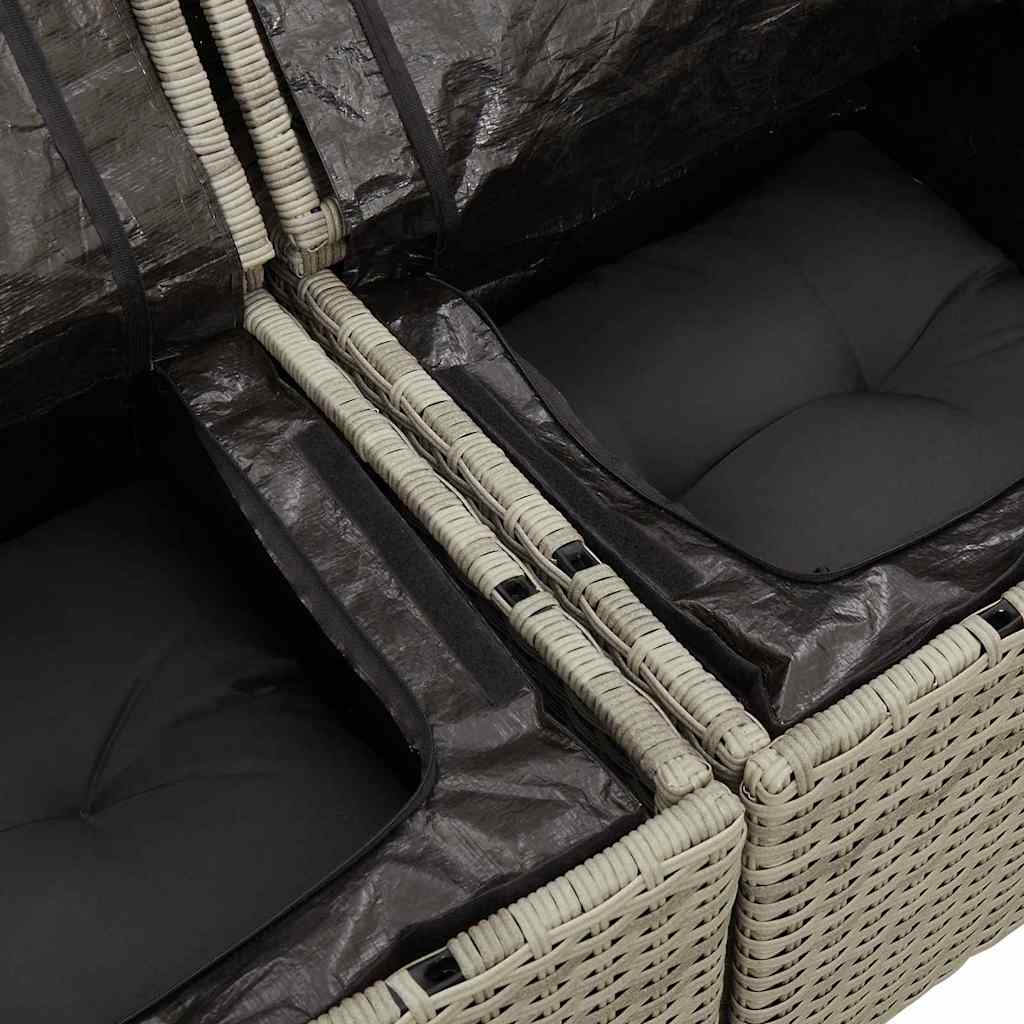 Conjunto de sofá de jardín 8 pcs Gris claro Rattan de Poliéster