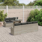 Conjunto de sofá de jardín 8 pcs Gris claro Rattan de Poliéster