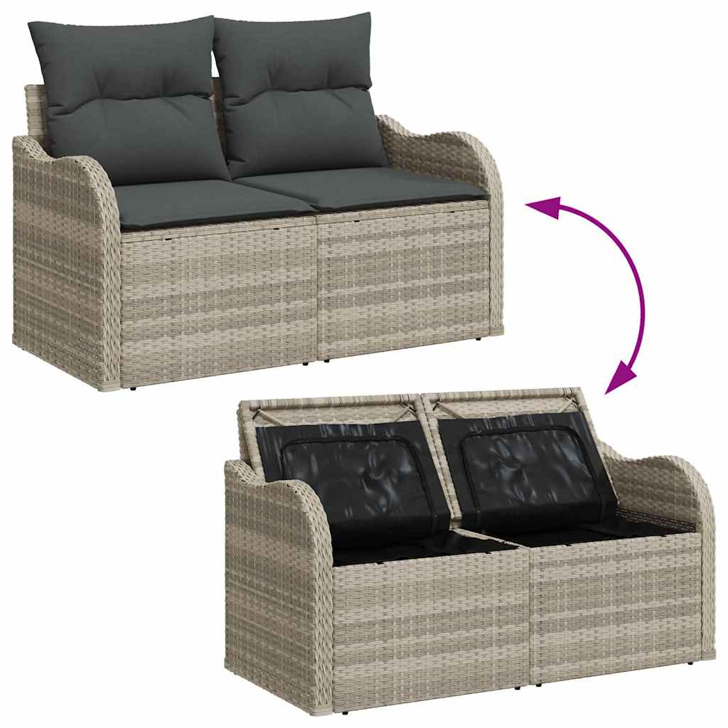 Conjunto de sofá de jardín 8 pcs Gris claro Rattan de Poliéster