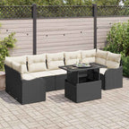 Conjunto de sofá de jardín 8 pcs Negro Rattan de Poliéster