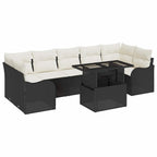 Conjunto de sofá de jardín 8 pcs Negro Rattan de Poliéster
