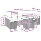 Conjunto de sofá de jardín 8 pcs Negro Rattan de Poliéster