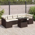 Conjunto de sofá de jardín 8 pcs Marrón Rattan de Poliéster
