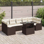 Conjunto de sofá de jardín 8 pcs Marrón Rattan de Poliéster