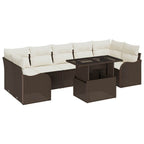 Conjunto de sofá de jardín 8 pcs Marrón Rattan de Poliéster