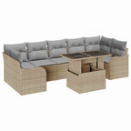 Conjunto de sofá de jardín 8 pcs Beige Rattan de Poliéster