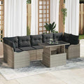 Conjunto de sofá de jardín 8 pcs Gris claro Rattan de Poliéster