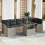 Conjunto de sofá de jardín 8 pcs Gris claro Rattan de Poliéster