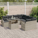 Conjunto de sofás de jardín 9 pcs Gris Claro Ratán sintético