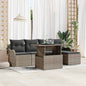Conjunto de sofás de jardín 6 pcs Beige Ratán sintético