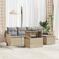 Conjunto de sofás de jardín 6 pcs Beige Ratán sintético