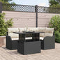 5 Pieces Beige Rattan Polyester Garden Sofa Set