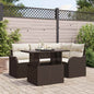 5 Pieces Beige Rattan Polyester Garden Sofa Set
