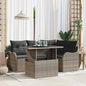 5 Pieces Beige Rattan Polyester Garden Sofa Set