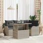 5 Pieces Beige Rattan Polyester Garden Sofa Set
