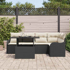 Conjunto de sofá de jardín 6 pcs Negro Rattan de Poliéster