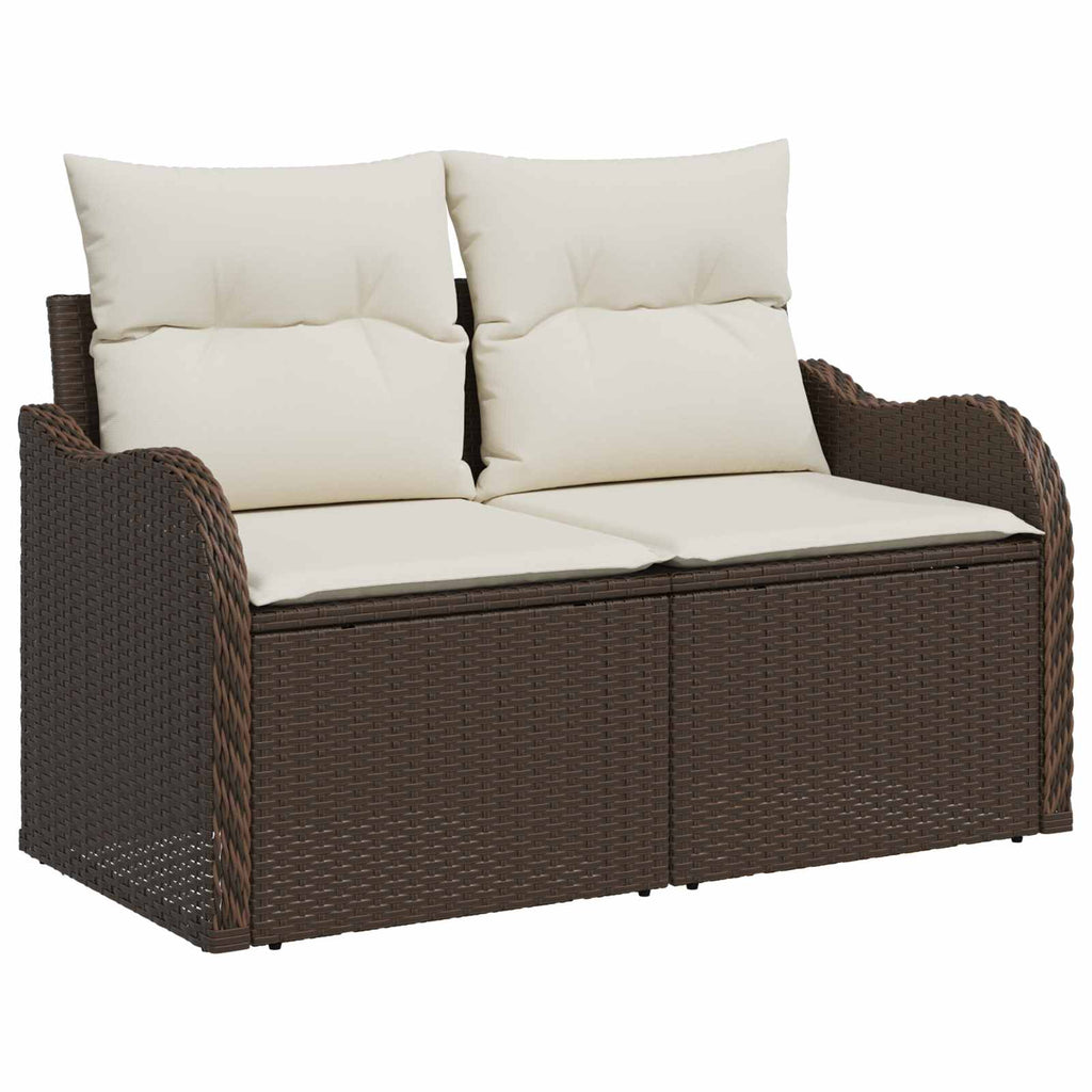 Conjunto de sofá de jardín 6 pcs Marrón Rattan de Poliéster