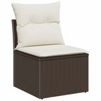 Conjunto de sofá de jardín 6 pcs Marrón Rattan de Poliéster