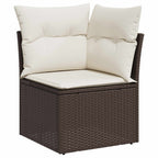 Conjunto de sofá de jardín 6 pcs Marrón Rattan de Poliéster