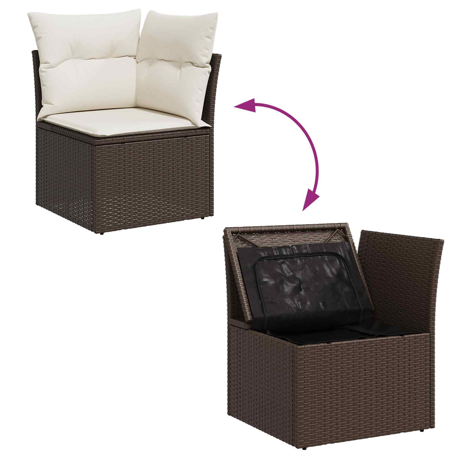 Conjunto de sofá de jardín 6 pcs Marrón Rattan de Poliéster