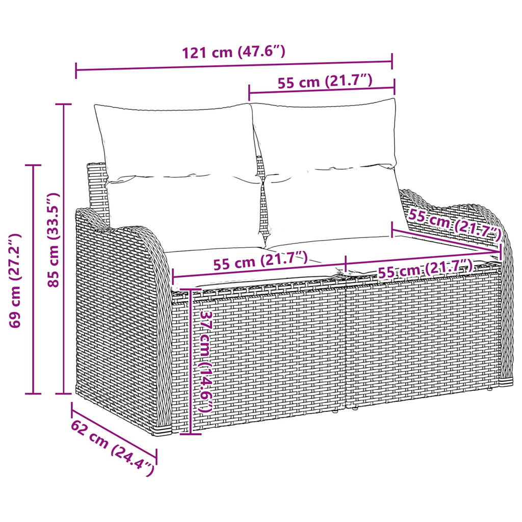 Conjunto de sofá de jardín 6 pcs Marrón Rattan de Poliéster